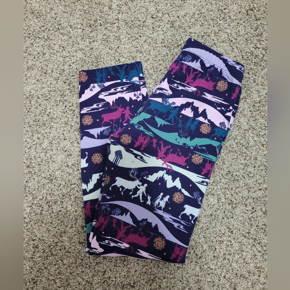 Girls 7 jumping beans fleece lined leggings disney frozen sparkles anna elsa